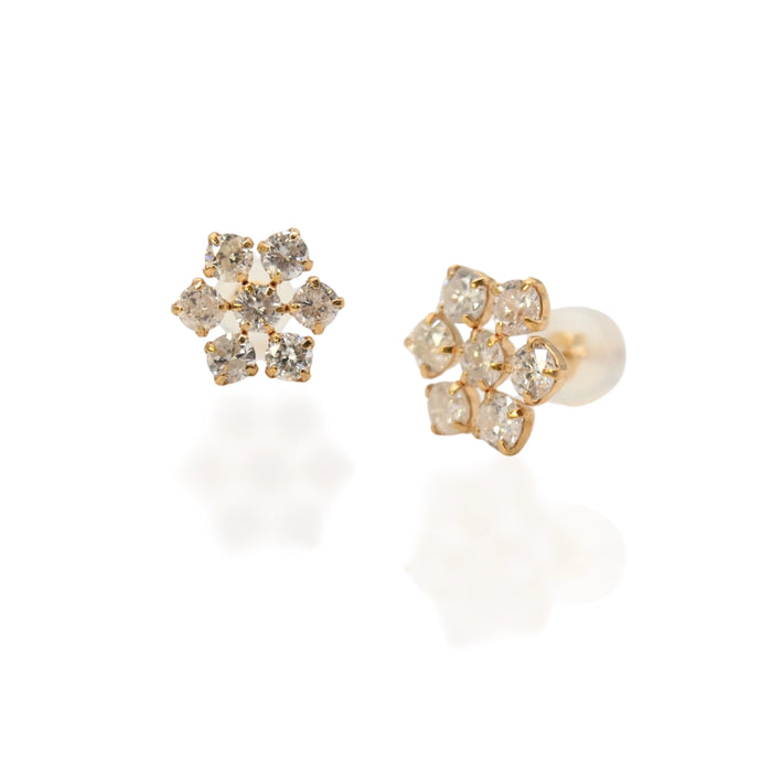18K Yellow Gold & Diamond Bloom Diamond Stud Earrings