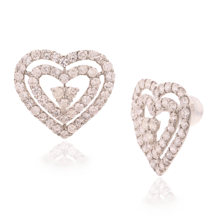Diamonds Big Heart Stud Earrings