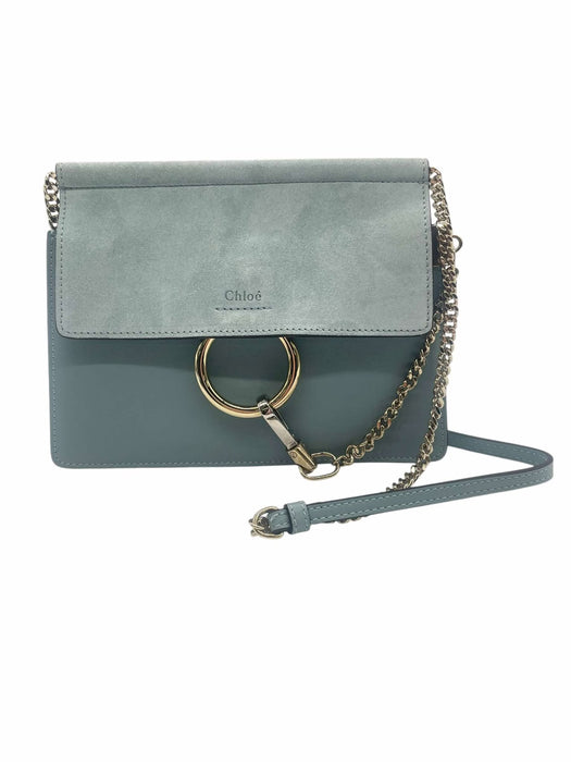 CHLOE Faye Suede Blue Chain Shoulder Bag RANK AB+