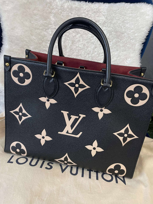LOUIS VUITTON On the Go Bicolor Empreinte Black 2way Bag RANK A