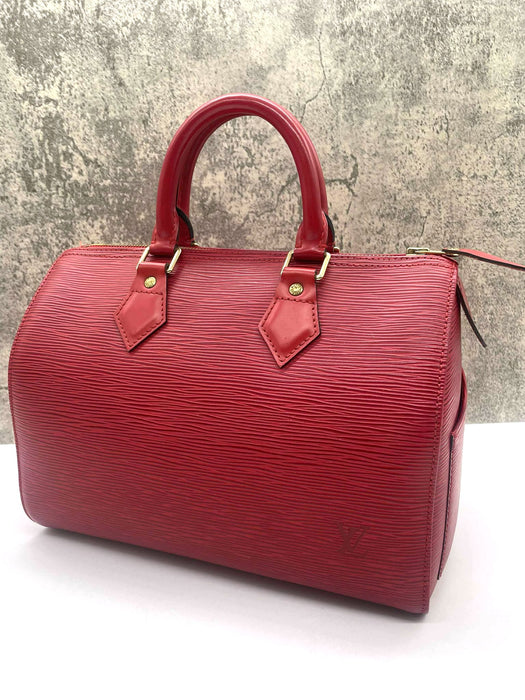 LOUIS VUITTON Speedy 25 Red Epi Handbag RANK AB+
