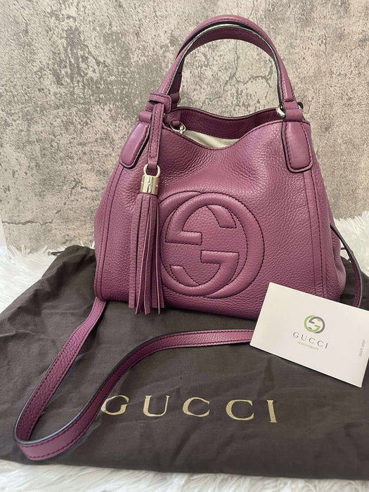 GUCCI Hobo Burgundy Tassel 2way Bag RANK A