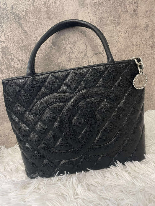 CHANEL Medallion Black Tote Bag RANK AB+