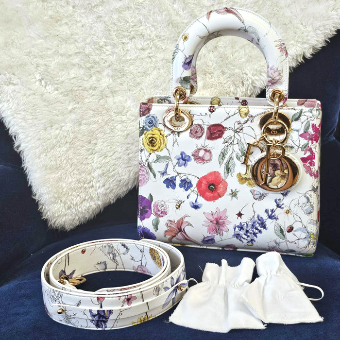 CHRISTIAN DIOR Lady Dior Florigelio Small 2way Bag RANK A