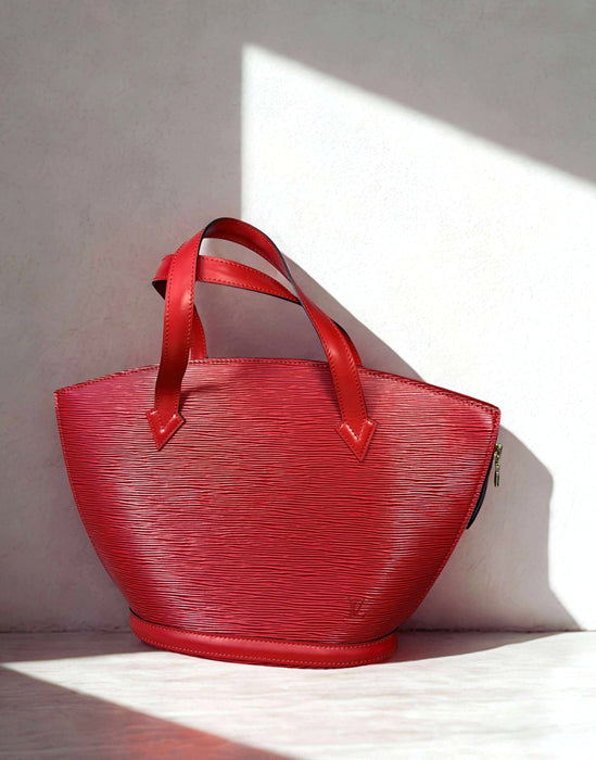 LOUIS VUITTON Saint Jacques Red Epi Shoulder Bag RANK AB+