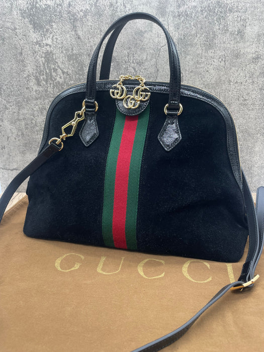 GUCCI Ophidia Web Dome Suede 2way Bag RANK AB+