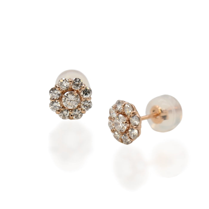 18K Rose Gold flower Stud Earring