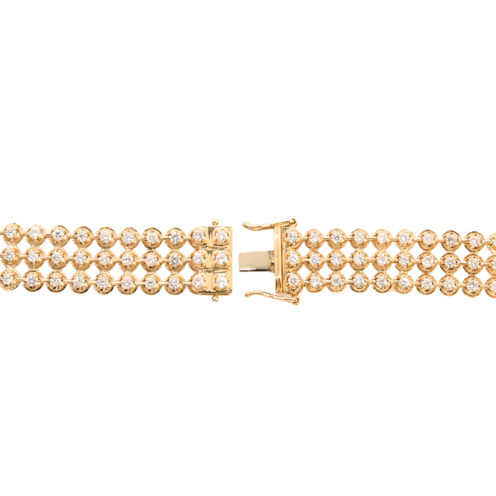 18K Yellow Gold Triple-Row Diamond Tennis Bracelet