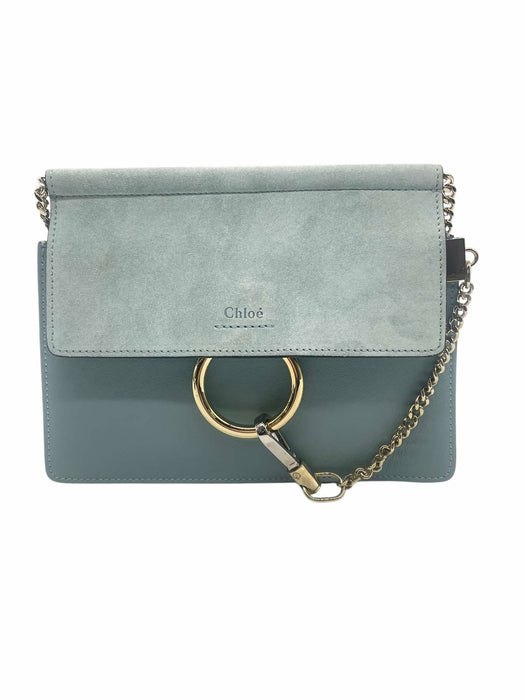 CHLOE Faye Suede Blue Chain Shoulder Bag　　RANK AB＋
