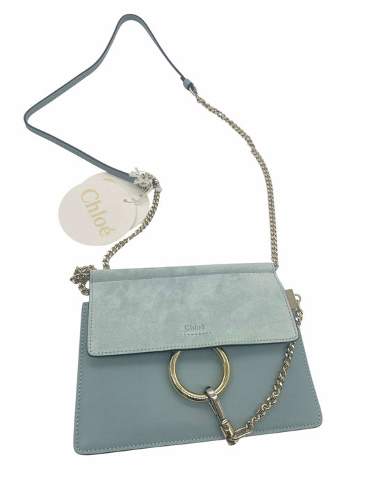 CHLOE Faye Suede Blue Chain Shoulder Bag　　RANK AB＋