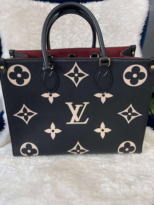 LOUIS VUITTON On the Go Bicolor Empreinte Black 2way Bag RANK A