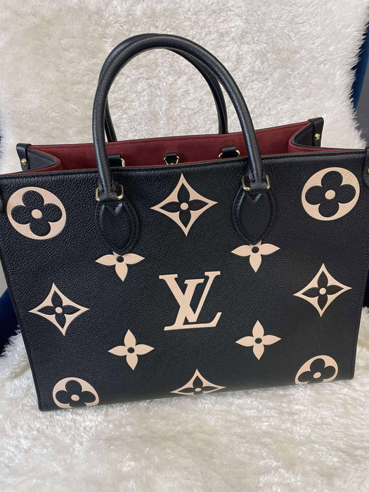 LOUIS VUITTON On the Go Bicolor Empreinte Black 2way Bag RANK A