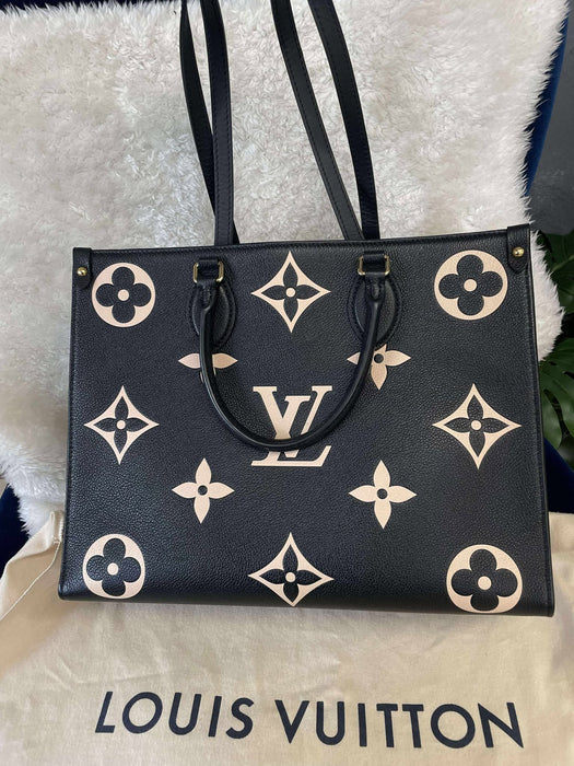LOUIS VUITTON On the Go Bicolor Empreinte Black 2way Bag RANK A