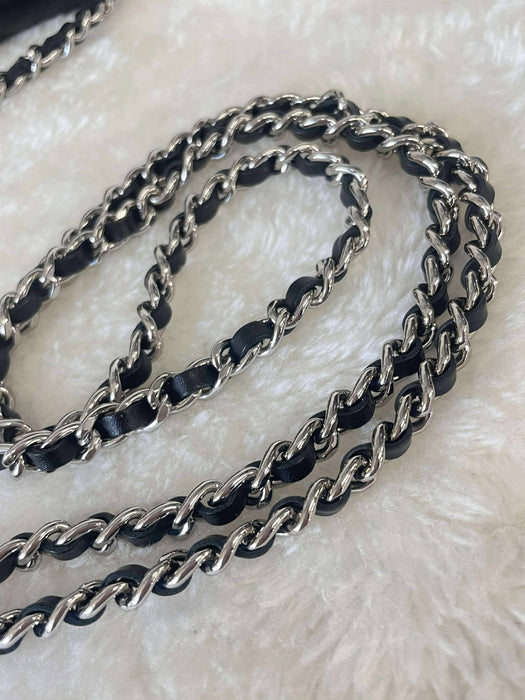 CHANEL Cambon Line Black Wallet on Chain　RANK A