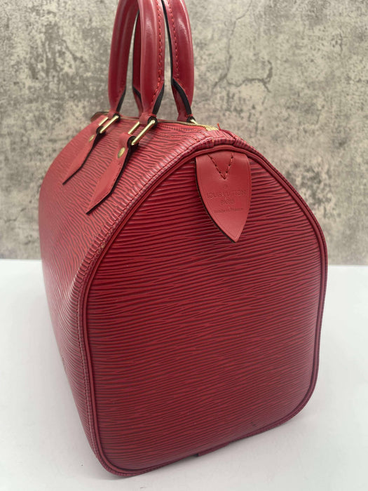 LOUIS VUITTON Speedy 25 Red Epi Handbag  RANK AB+