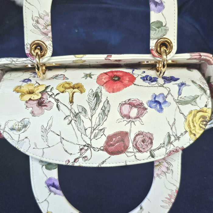 CHRISTIAN DIOR Lady Dior Florigelio Small 2way Bag  RANK A
