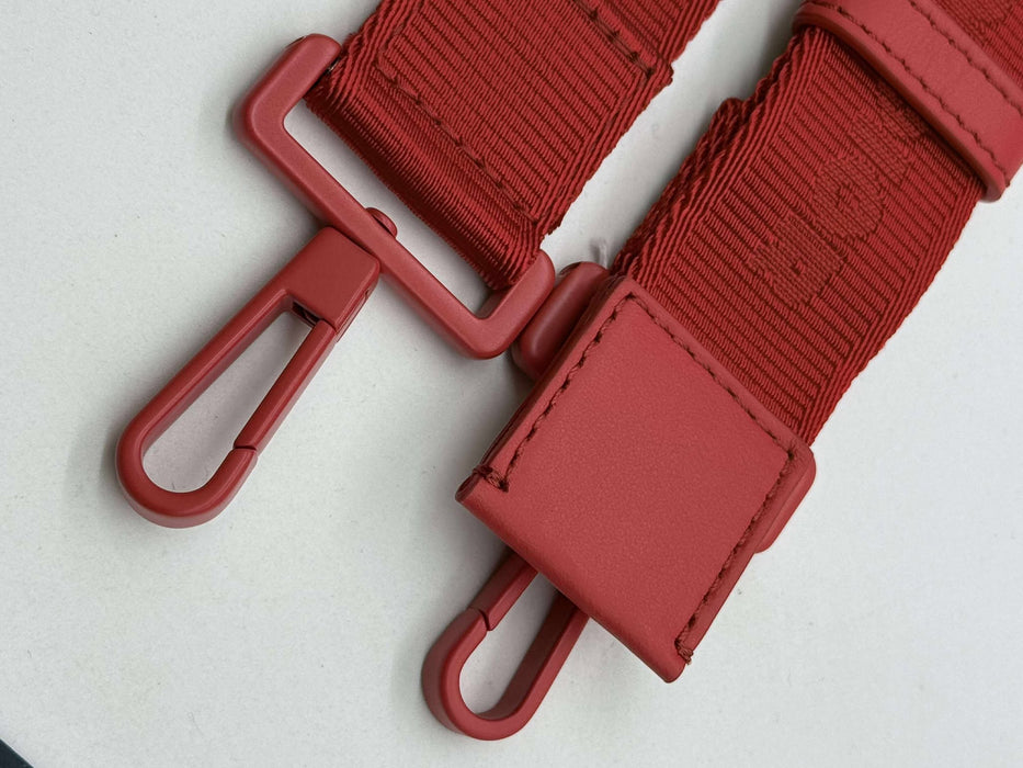 CHRISTIAN DIOR Stitch Red Nylon Shoulder Bag RANK A