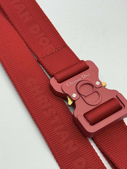 CHRISTIAN DIOR Stitch Red Nylon Shoulder Bag RANK A
