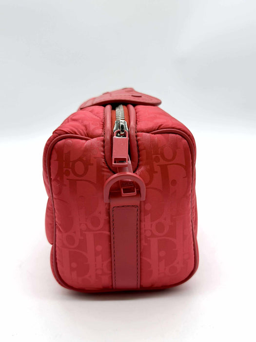 CHRISTIAN DIOR Stitch Red Nylon Shoulder Bag RANK A