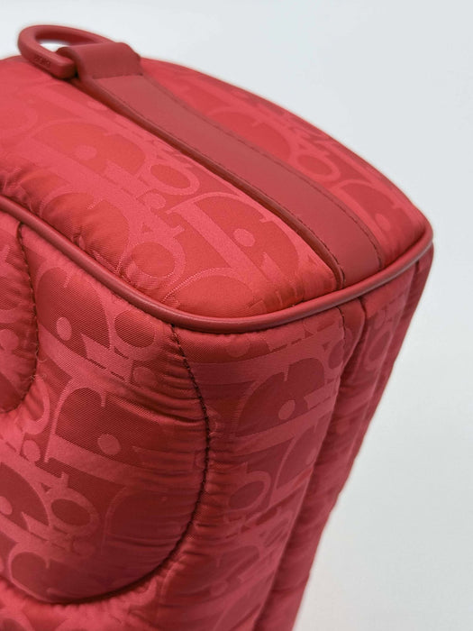 CHRISTIAN DIOR Stitch Red Nylon Shoulder Bag RANK A