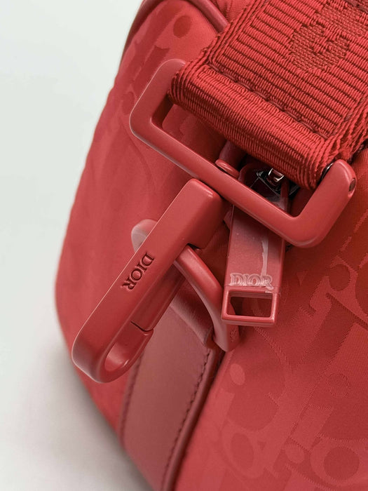 CHRISTIAN DIOR Stitch Red Nylon Shoulder Bag RANK A