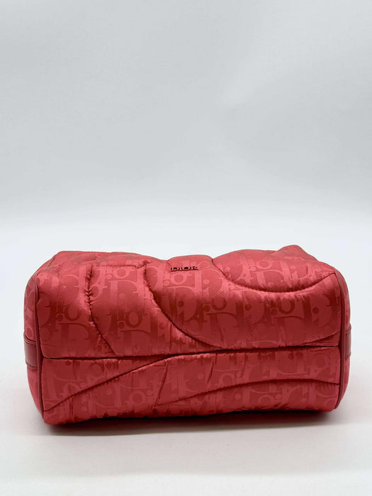 CHRISTIAN DIOR Stitch Red Nylon Shoulder Bag RANK A