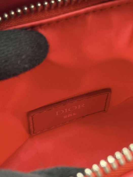 CHRISTIAN DIOR Stitch Red Nylon Shoulder Bag RANK A