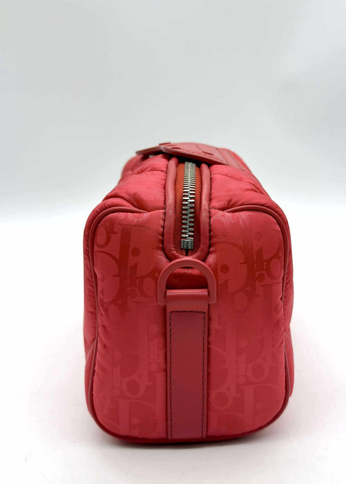 CHRISTIAN DIOR Stitch Red Nylon Shoulder Bag RANK A