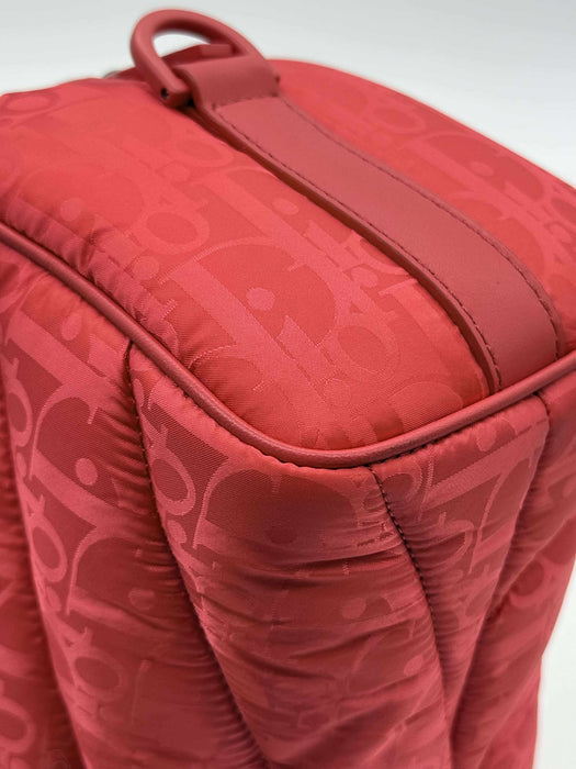CHRISTIAN DIOR Stitch Red Nylon Shoulder Bag RANK A