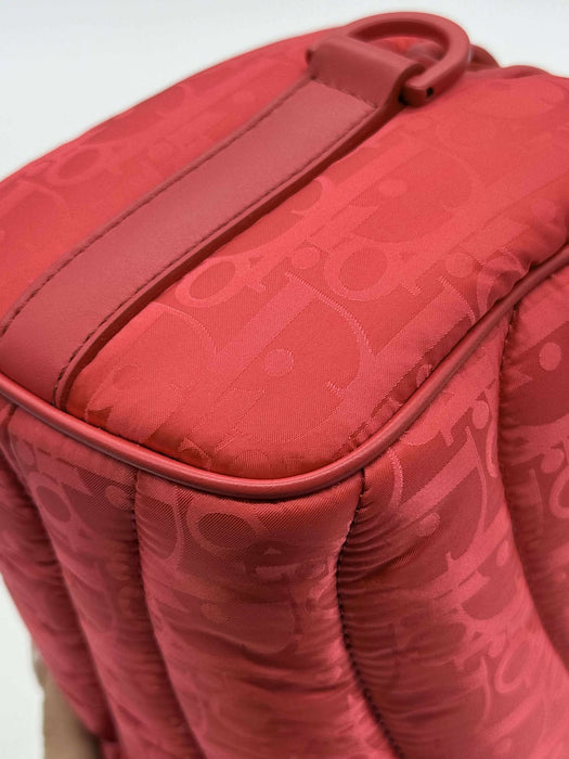 CHRISTIAN DIOR Stitch Red Nylon Shoulder Bag RANK A