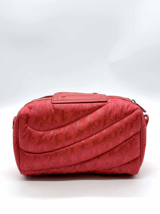 CHRISTIAN DIOR Stitch Red Nylon Shoulder Bag RANK A