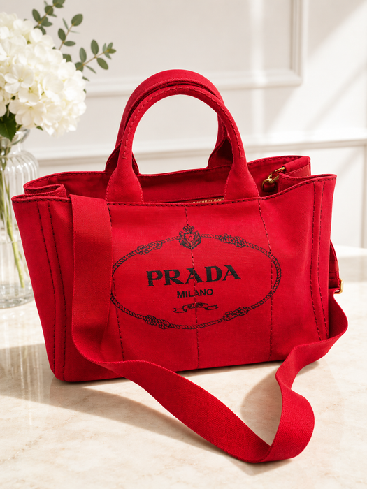 PRADA Canapa Red 2Way Bag