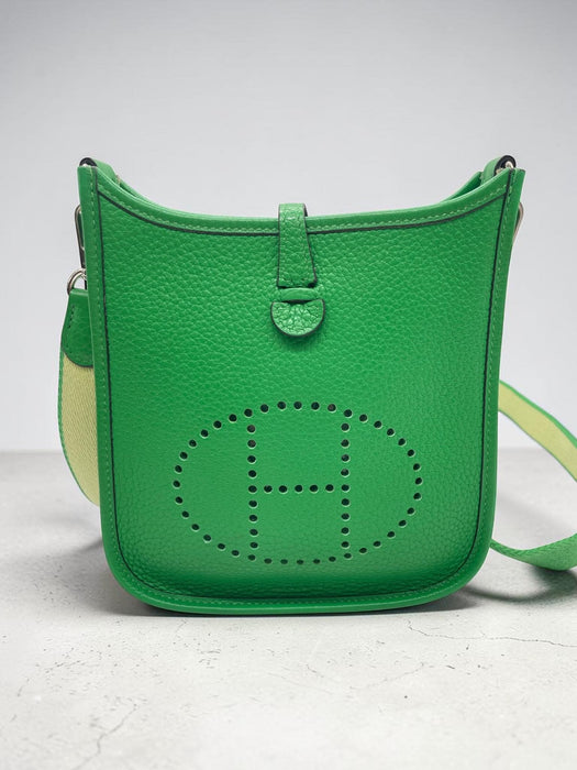 HERMES Evelyne TPM Green Clemence Leather Crossbody Bag