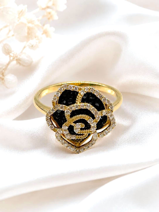 NBJ Camelia Black & White Diamond Ring