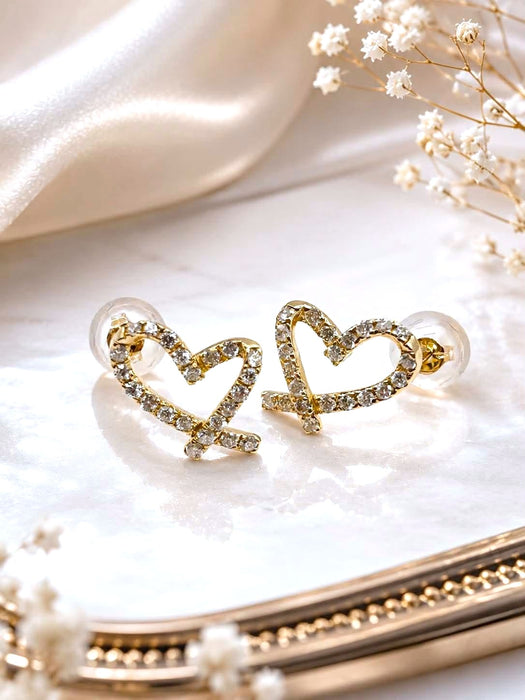 NBJ Open Heart Diamond Stud Earrings