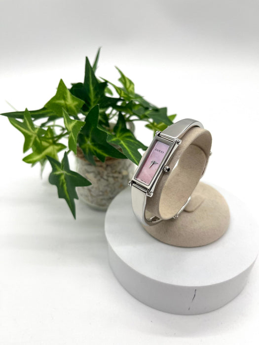 GUCCI Pink Face Rectangular Watch