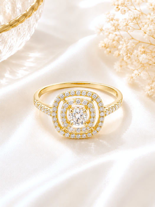 NBJ Square Cluster Diamond Ring