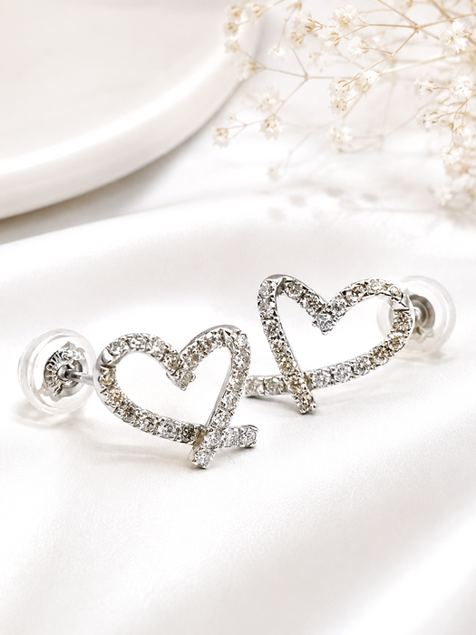 NBJ Open Heart Diamond Stud Earrings