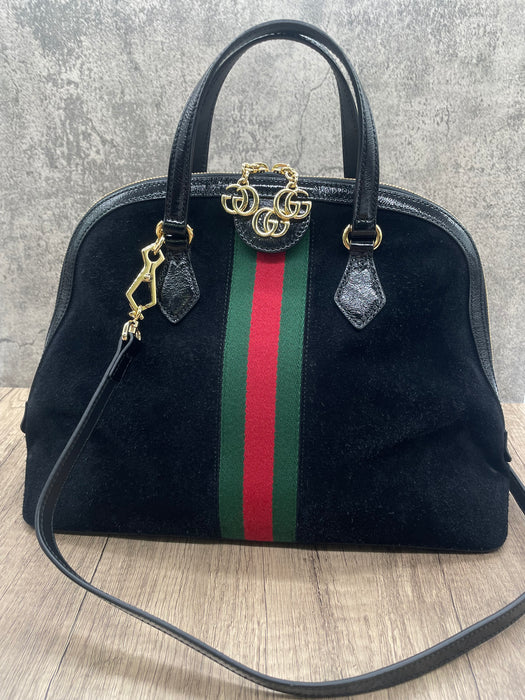 GUCCI Ophidia Web Dome Suede 2way Bag  RANK AB+