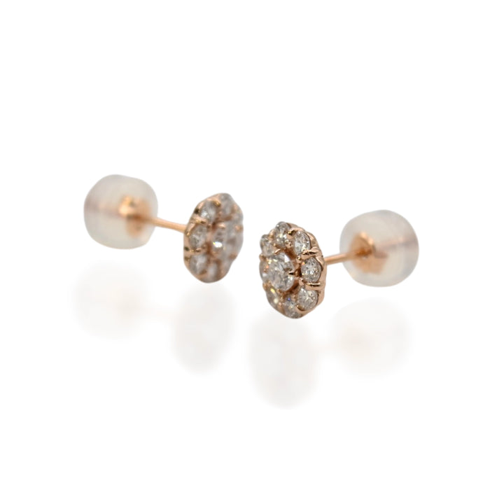 18K Rose Gold flower Stud Earring